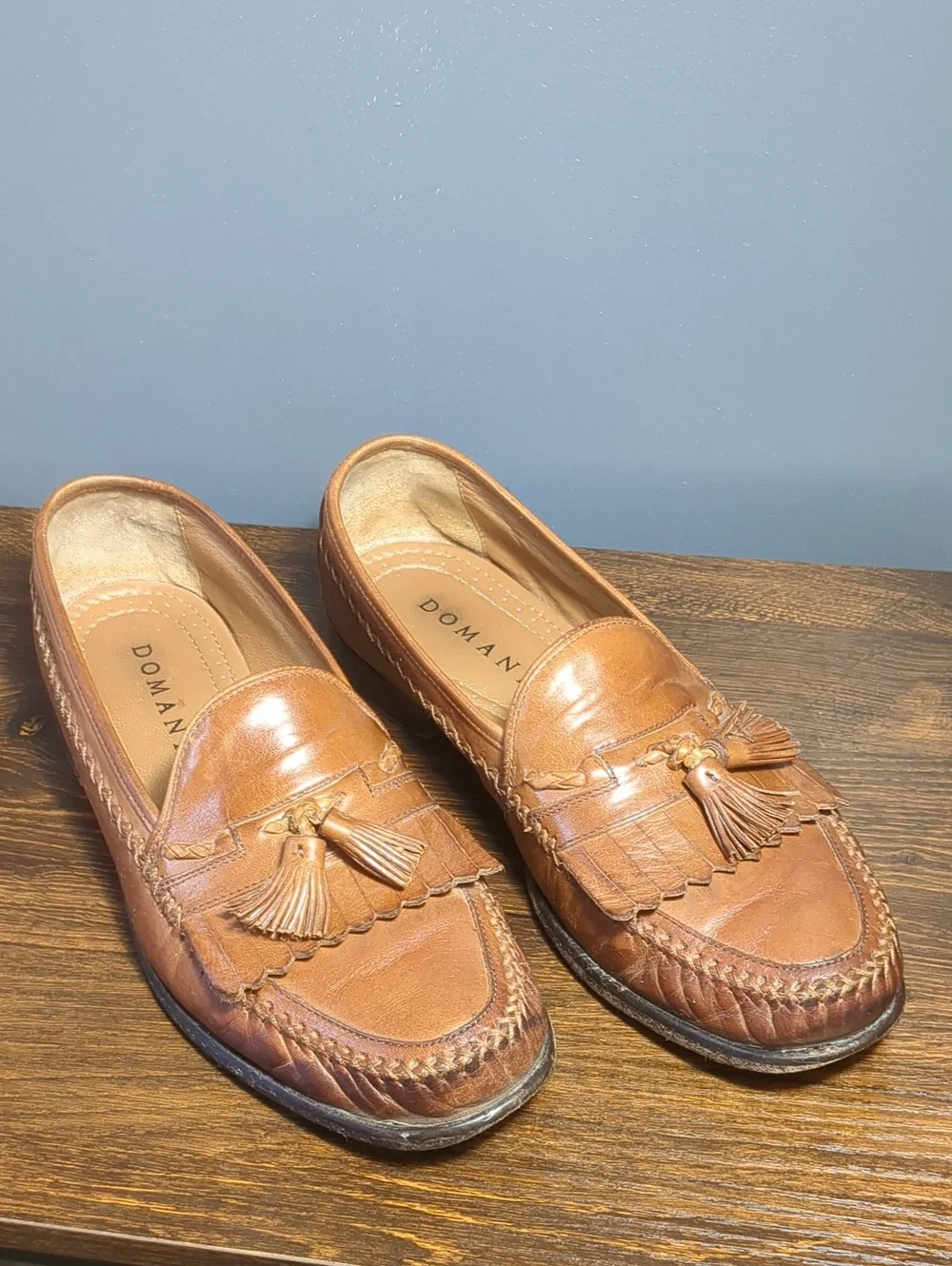 Vintage Domani Johnston & Murphy Brown Leather Kiltie Tassel Loafers Men’s 10.5M
